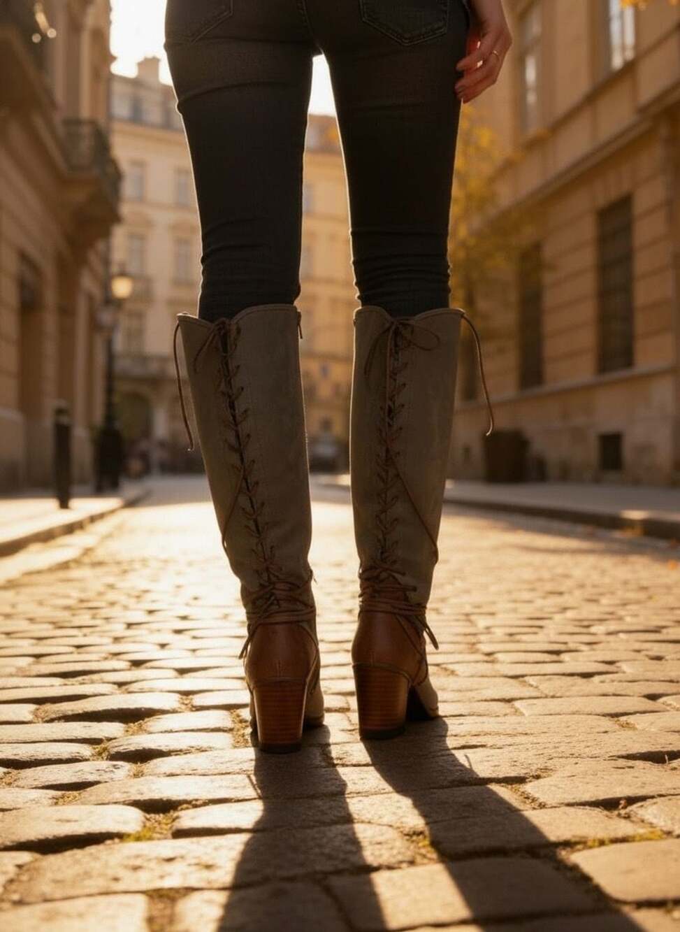 Brinley Co. Lace-Up Over-The-Knee Boots 2”  Block Heel